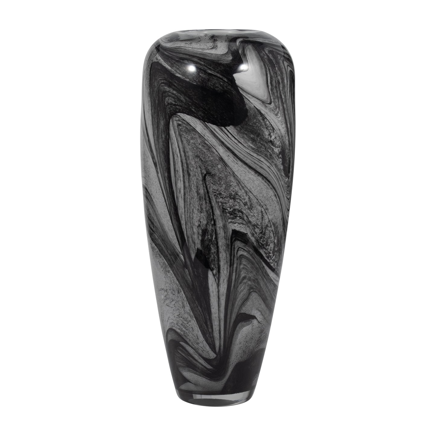 EV19691  12" KATRINA GRAY SWIRL SMALL GLASS VASE( Sagebrook Home  )