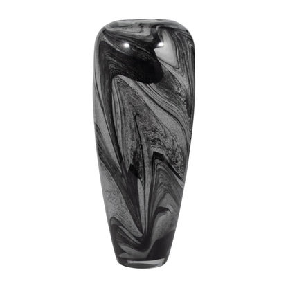 EV19691  12" KATRINA GRAY SWIRL SMALL GLASS VASE( Sagebrook Home  )