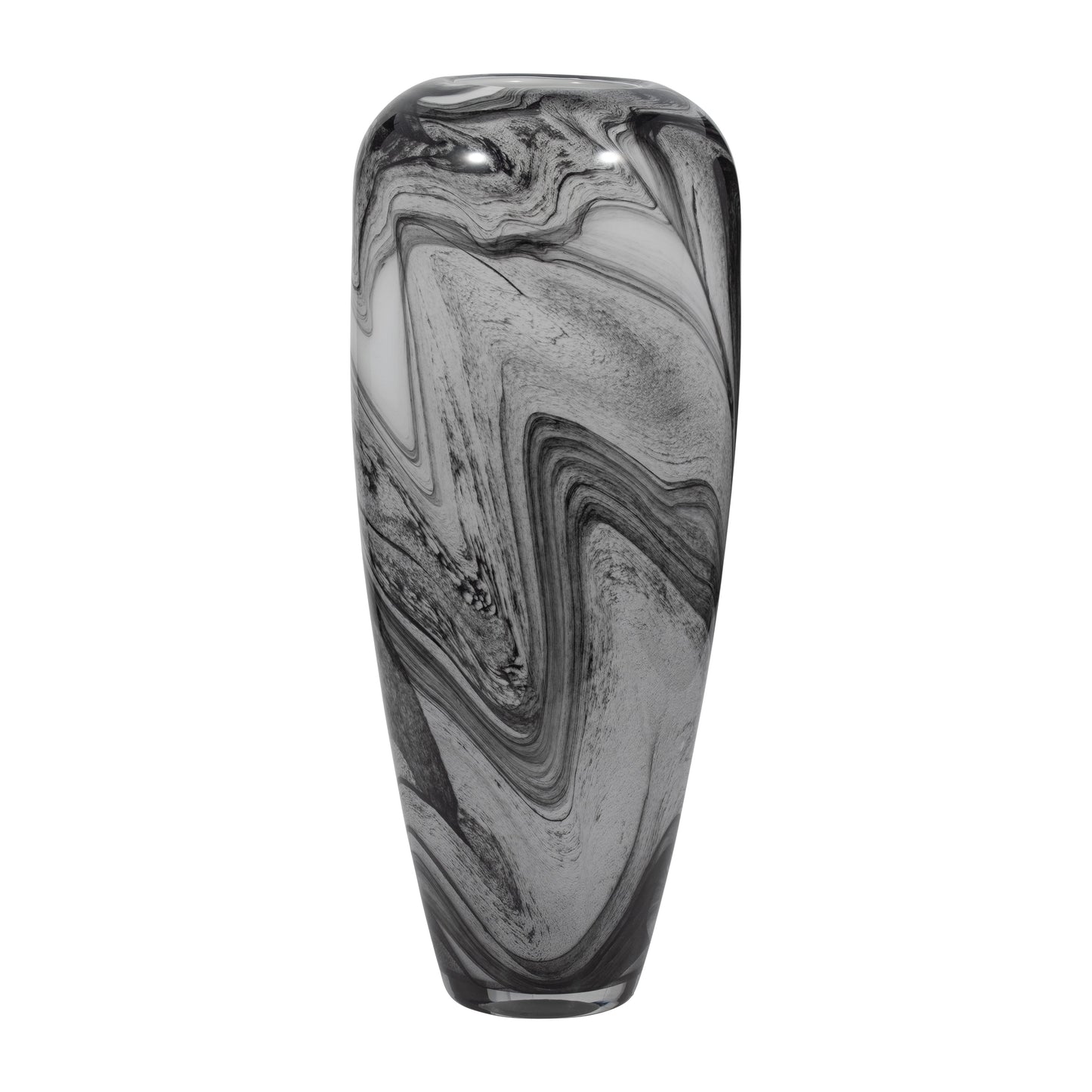 EV19691  12" KATRINA GRAY SWIRL SMALL GLASS VASE( Sagebrook Home  )