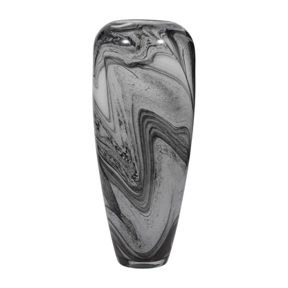 EV19691  12" KATRINA GRAY SWIRL SMALL GLASS VASE( Sagebrook Home  )