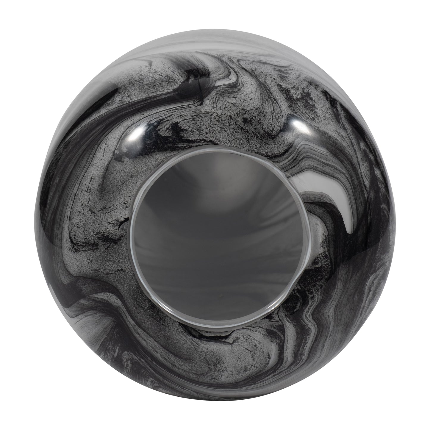 EV19691  12" KATRINA GRAY SWIRL SMALL GLASS VASE( Sagebrook Home  )