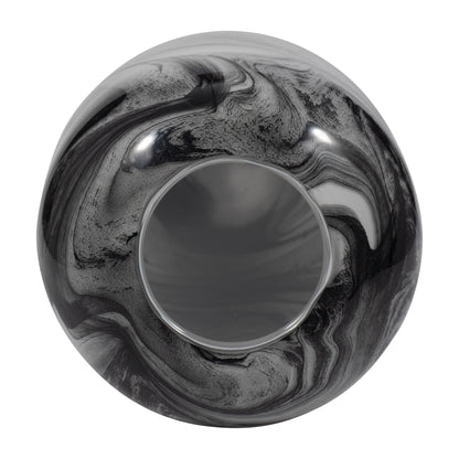 EV19691  12" KATRINA GRAY SWIRL SMALL GLASS VASE( Sagebrook Home  )