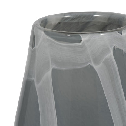EV19697-02  15" KATRINA GRAY SWIRL MEDIUM GLASS VASE( Sagebrook Home  )