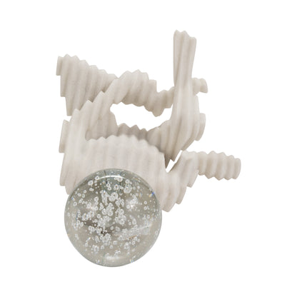 EV19752  18" MEIRA LEAF TOPPER GLASS BOTTLE( Sagebrook Home  )