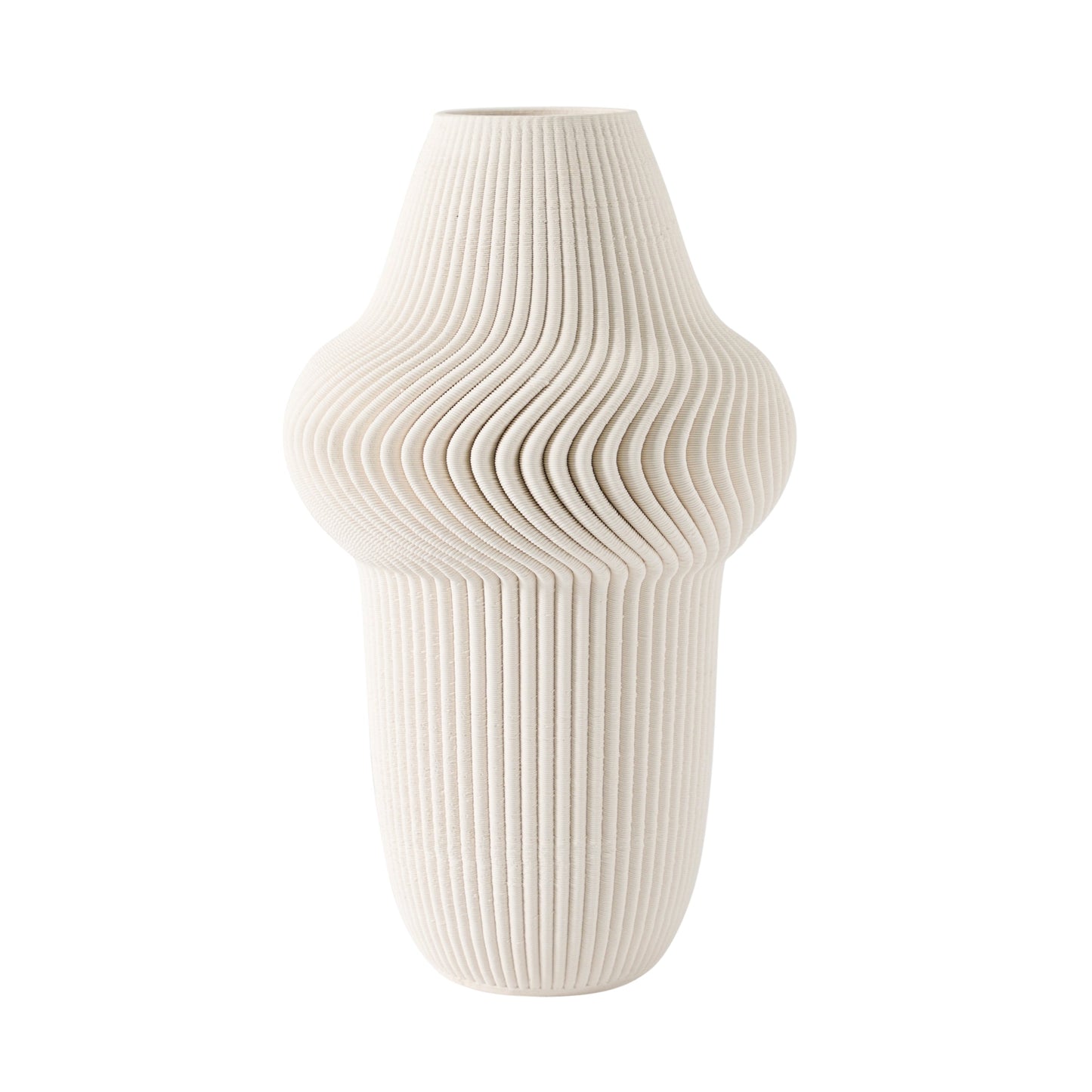 EV20069-02  14" BELLO 3D PRINTED VASE, IVORY/BEIGE( Sagebrook Home  )