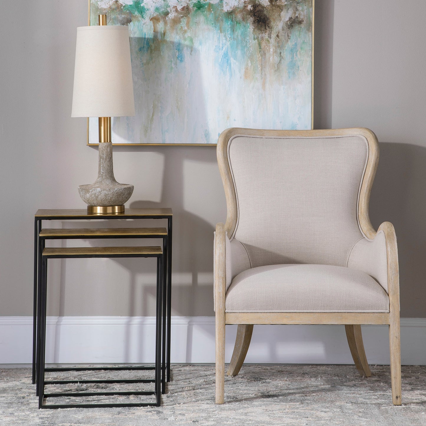 طاولات كورين المتداخلة S/3، ذهبي