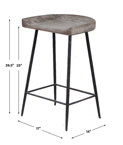 Uttermost Cordova Carved Wood Counter Stool