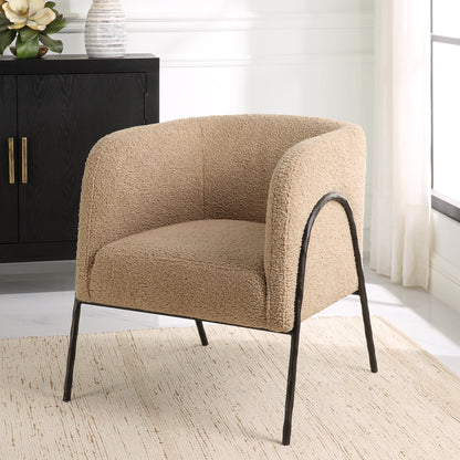 Uttermost Jacobsen Tan Shearling Barrel Chair