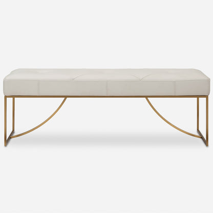 Swale Ivory Leather Bench