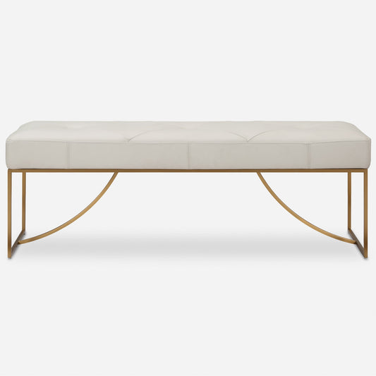Swale Ivory Leather Bench