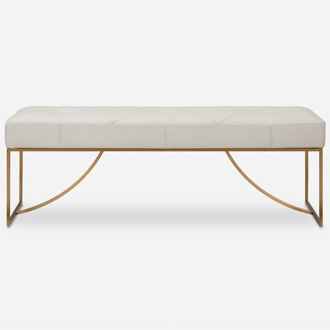 Swale Ivory Leather Bench