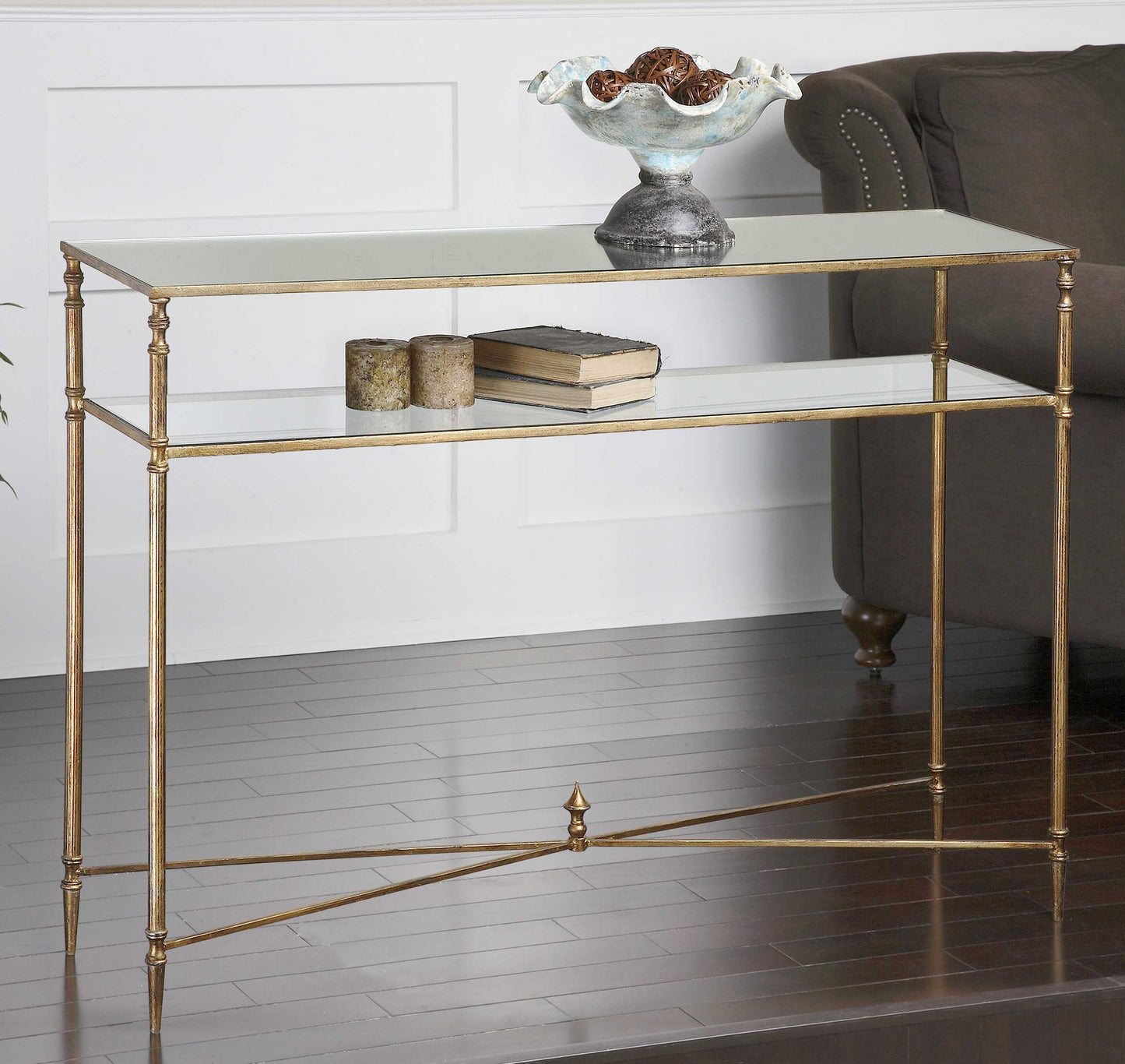 24278-C-UTT |Henzler 114 W x 83 H x 35 D Rectangle Console Table with Mirror Top