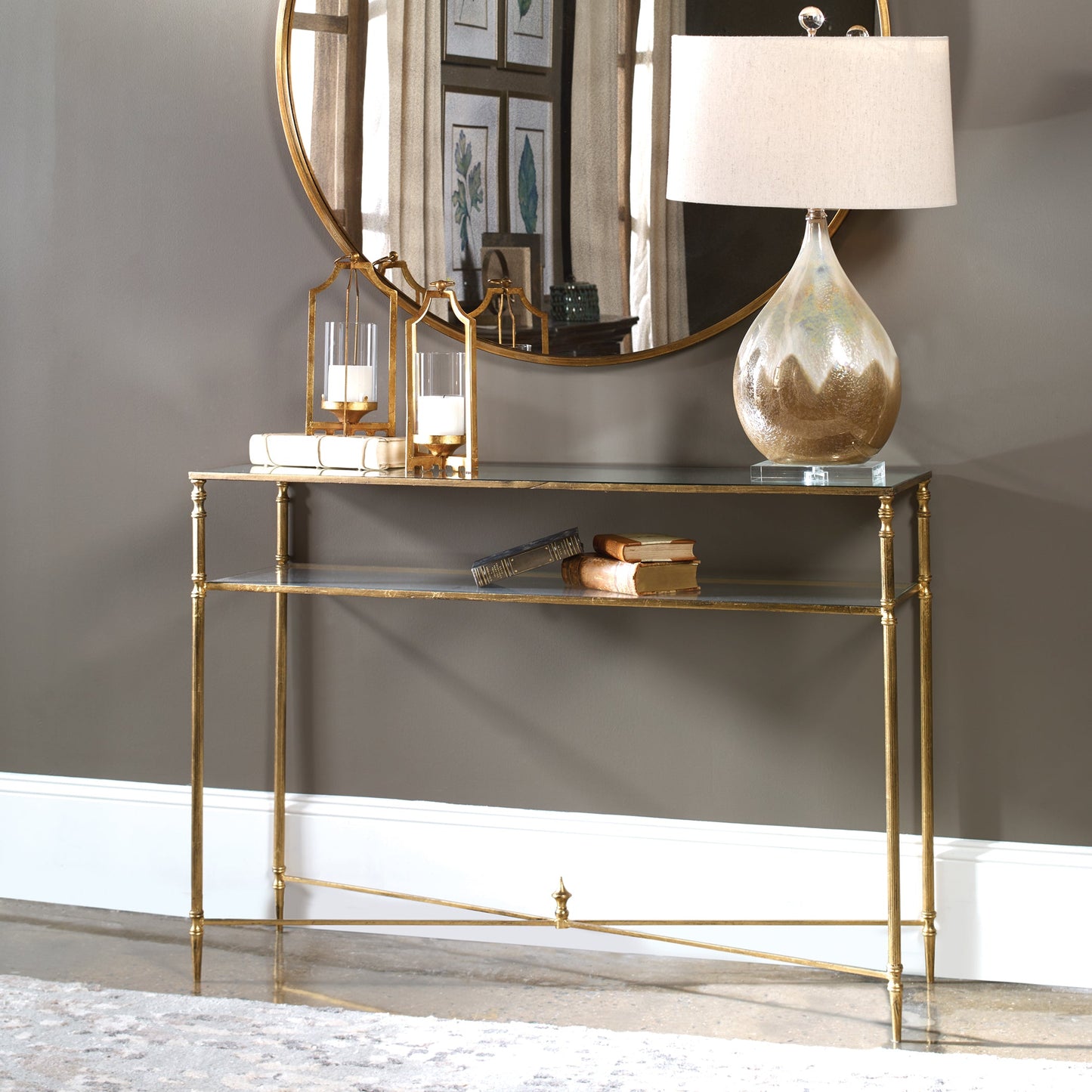 24278-C-UTT |Henzler 114 W x 83 H x 35 D Rectangle Console Table with Mirror Top