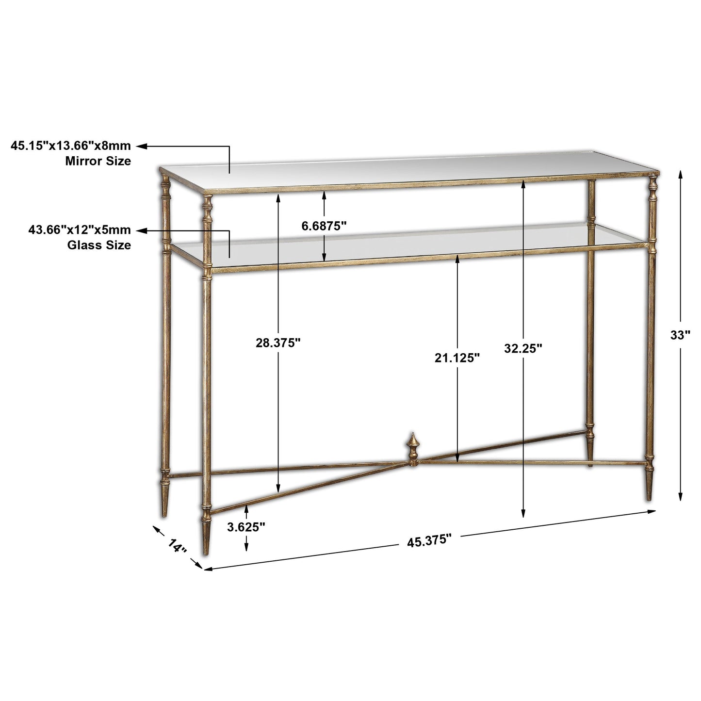 24278-C-UTT |Henzler 114 W x 83 H x 35 D Rectangle Console Table with Mirror Top
