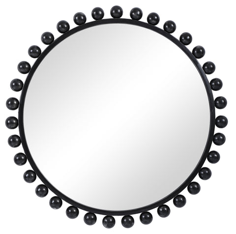 Cyra Black Round Mirror