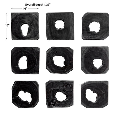 Bahati Wood Wall Art, Ebony, S/9