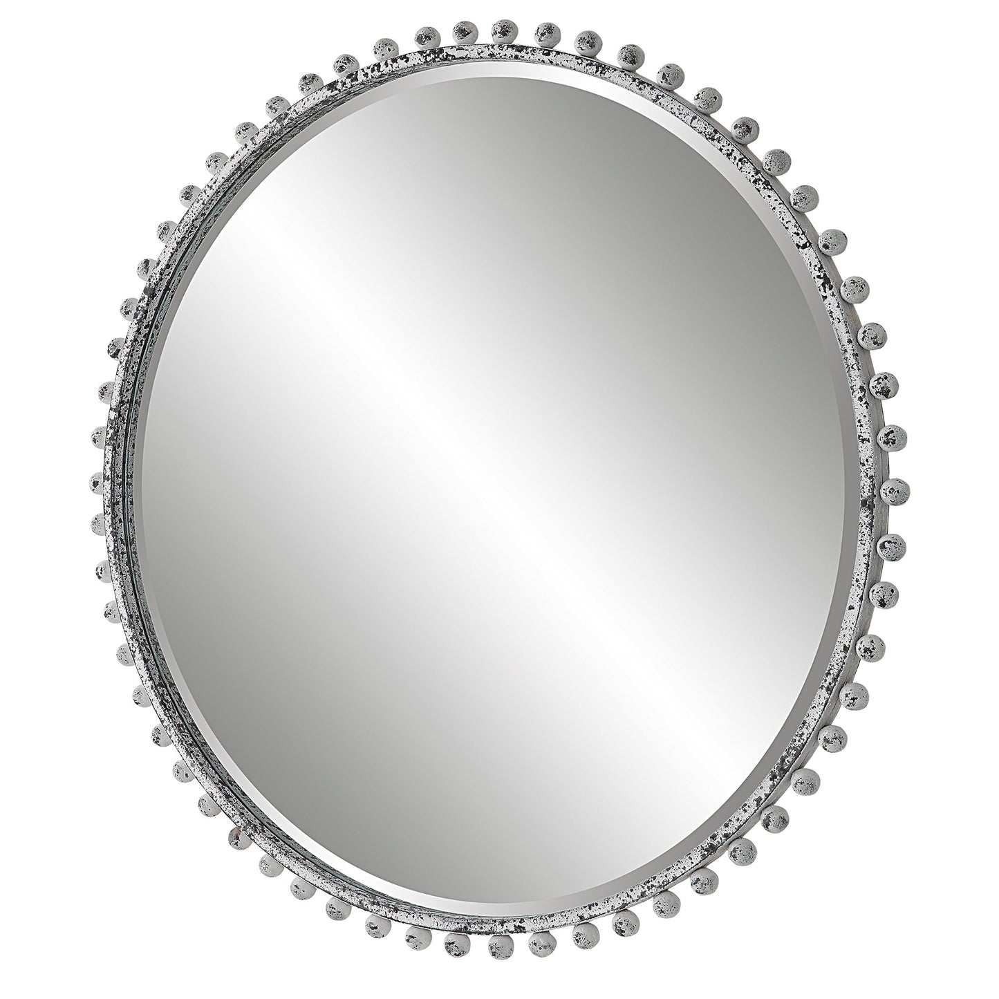 Taza Round Mirror, Antique White