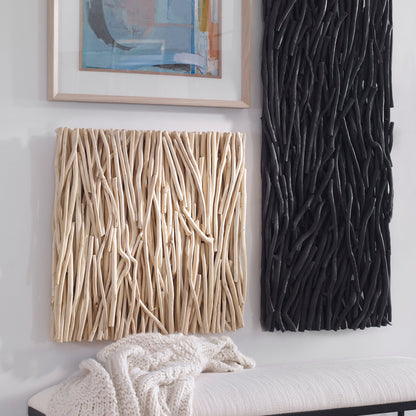 04352-UTT |Gathered Teak Square Wood Wall Decor, Bleached