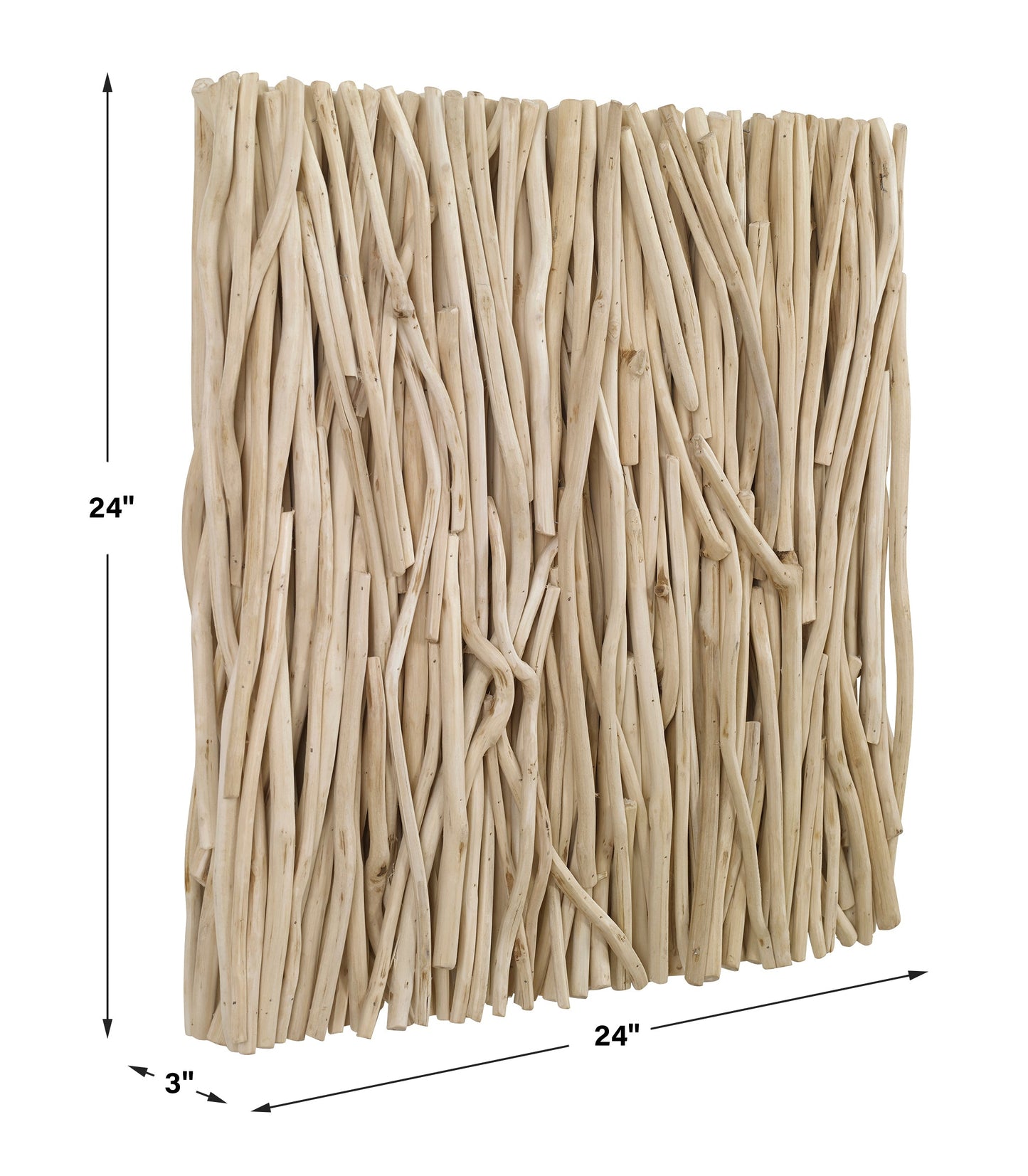 04352-UTT |Gathered Teak Square Wood Wall Decor, Bleached