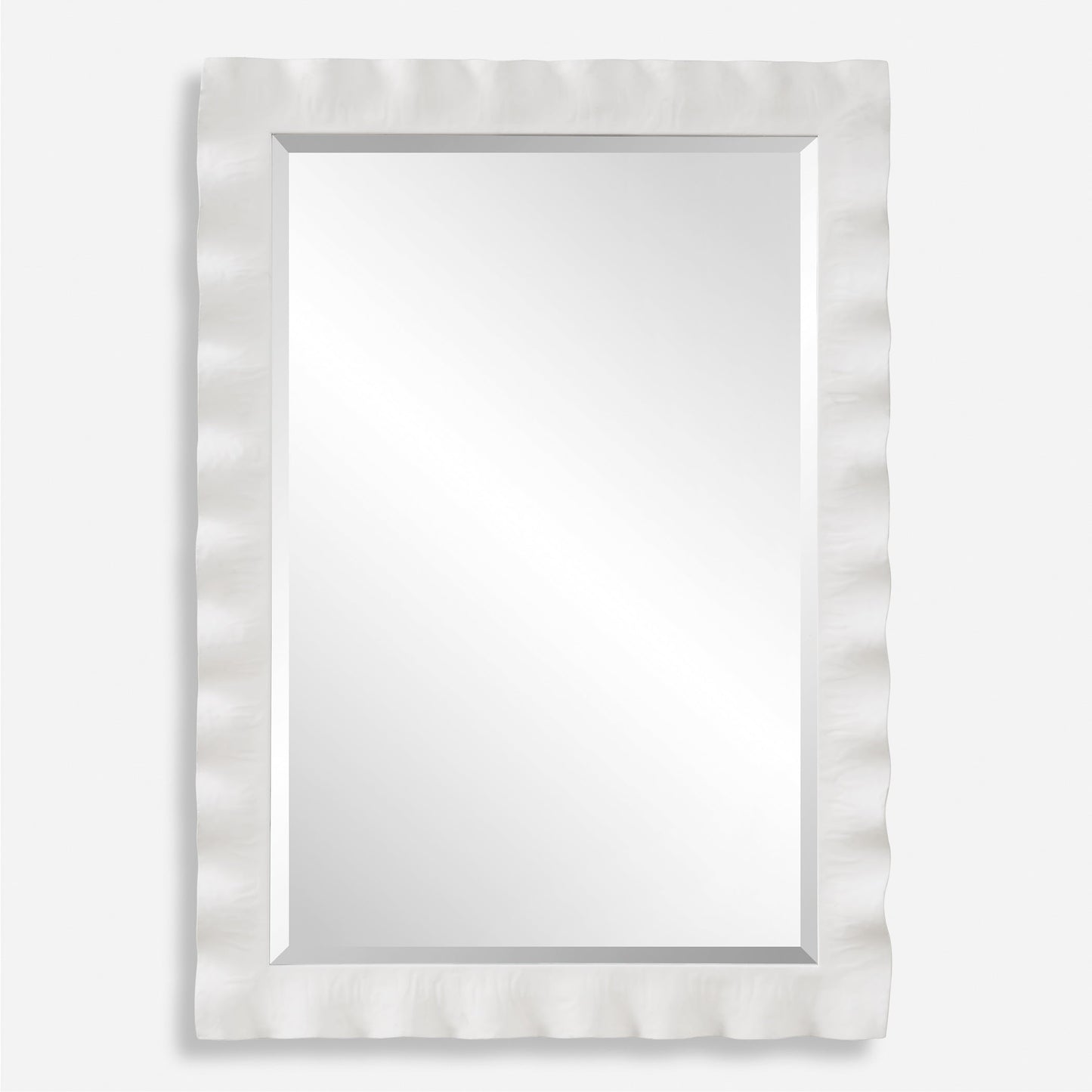 Haya White Scalloped Mirror