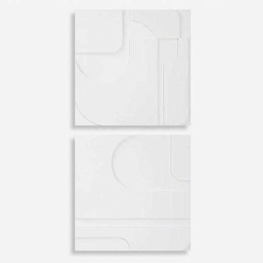 Contours White Wall Decor, S/2