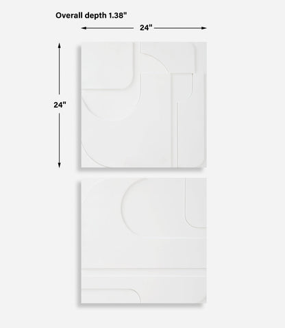 Contours White Wall Decor, S/2