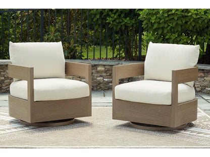 كرسي طعام خارجي دوار مع وسادة من Serene Bay (مجموعة من قطعتين)