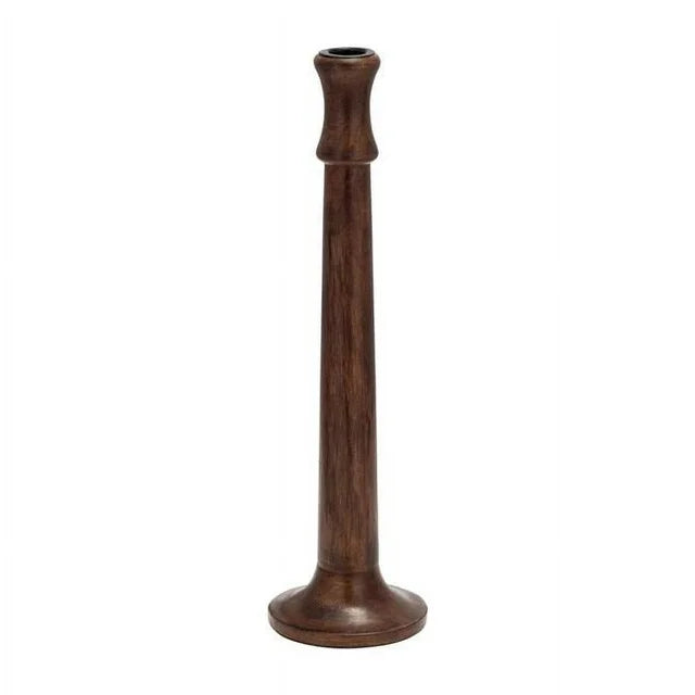 WOOD, 15"H RUSTIC TAPER CANDLEHOLDER, DK BRWN