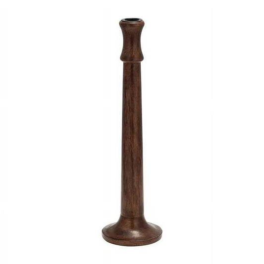 WOOD, 15"H RUSTIC TAPER CANDLEHOLDER, DK BRWN