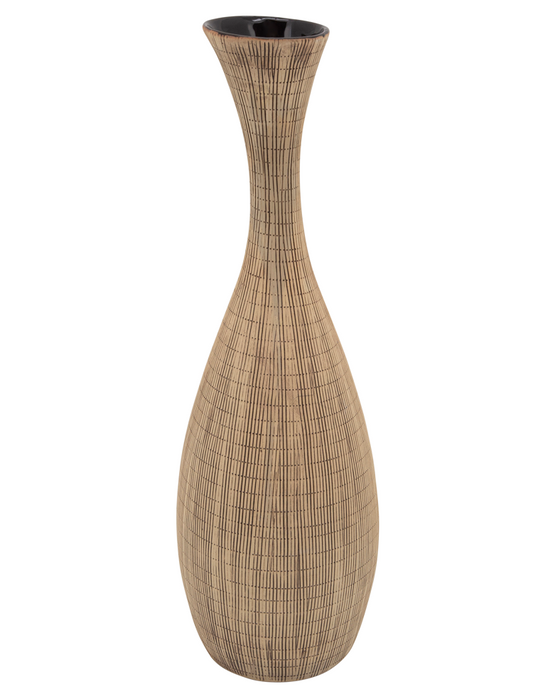 19" TEXTURED VASE, CREAM