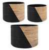 S/3 2-TONE WICKER PLANTERS, BLACK