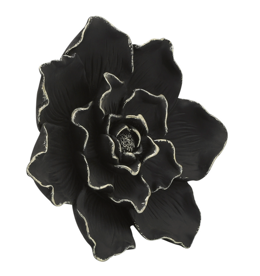 RESIN 9" FLOWER WALL ACCENT, BLACK