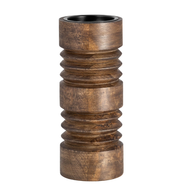 Wood, 6"H Accordion Candle Holder, Brown