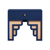 Suzie Navy & Rattan Nightstand