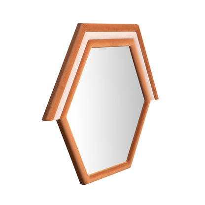 Lally Terracotta Velvet Prism Wall Mirror