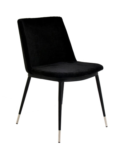 Evora Black Velvet Chair - Silver Legs (Set of 2)
