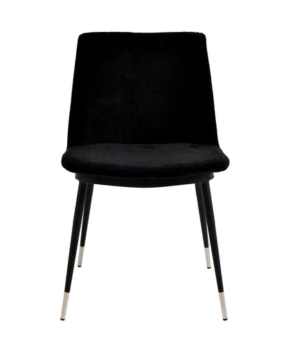 Evora Black Velvet Chair - Silver Legs (Set of 2)