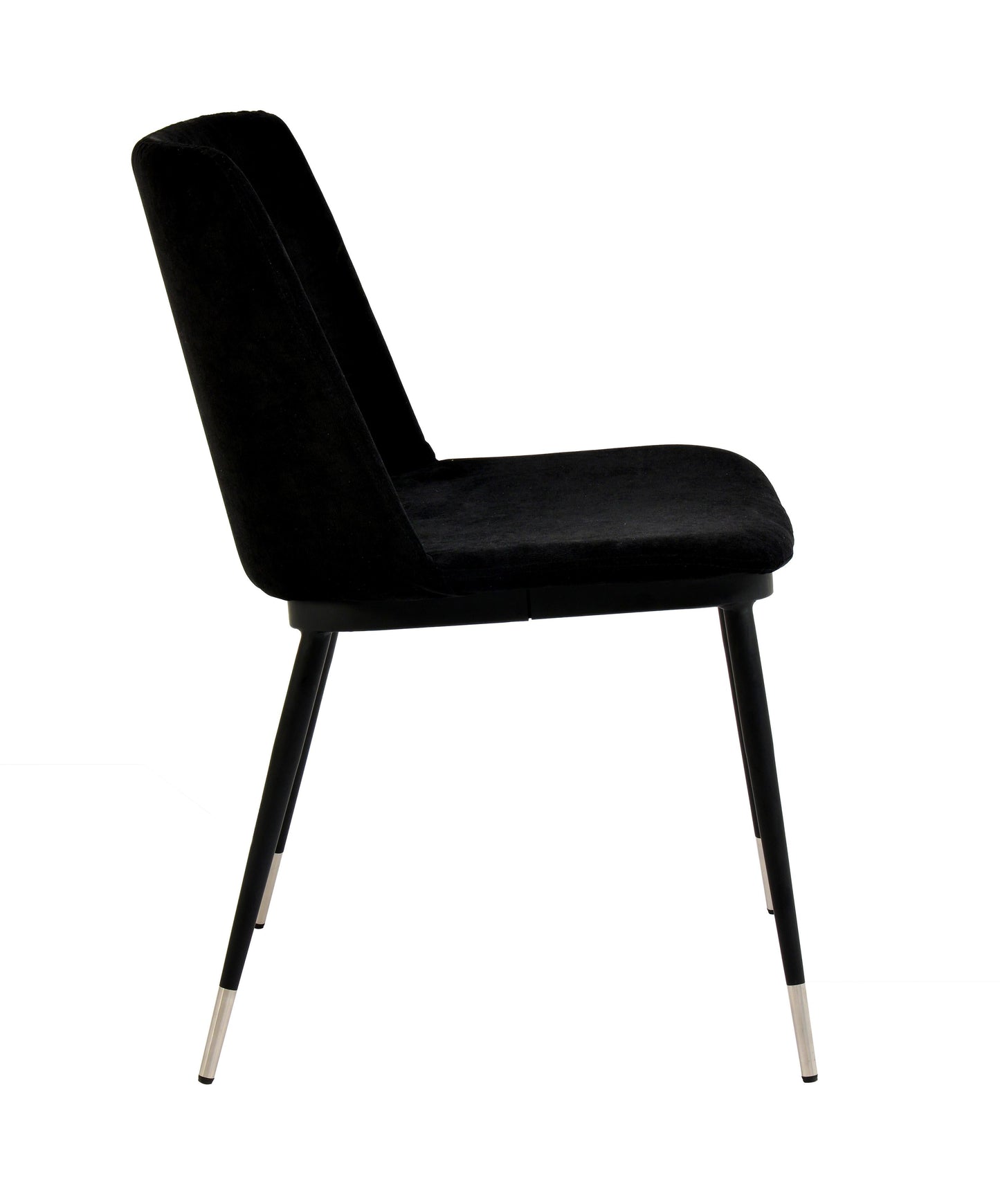 Evora Black Velvet Chair - Silver Legs (Set of 2)