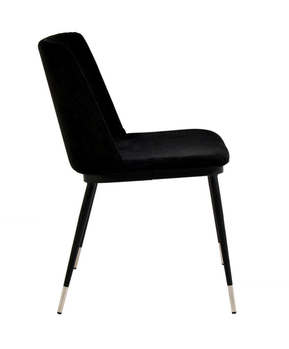 Evora Black Velvet Chair - Silver Legs (Set of 2)