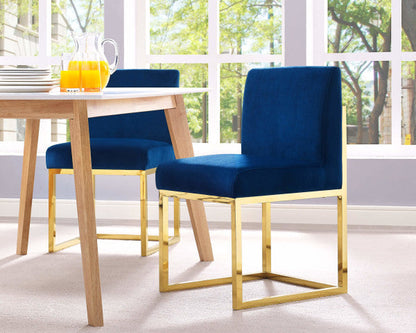 كرسي مخملي باللون الأزرق البحري الفاخر 