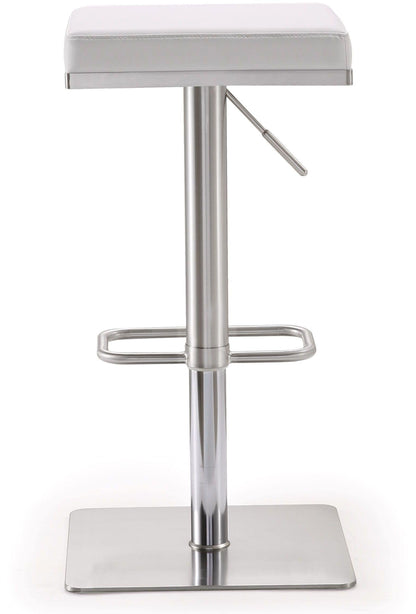 Bari White Stainless Steel Adjustable Barstool