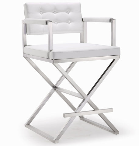 Director White Steel Counter Stool
