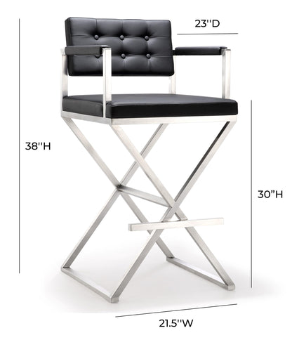 Director Black Steel Barstool