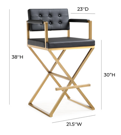 Director Black Gold Steel Barstool