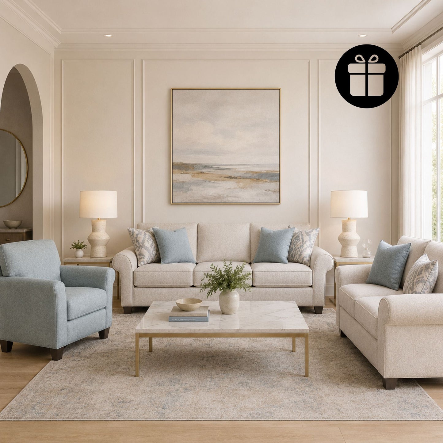 Monumental Sofa Set with 2 Free Terra Pearl - Table Lamp
