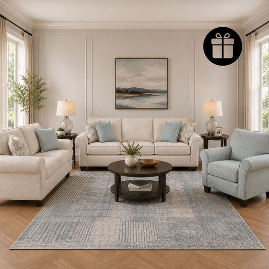 Monumental Sofa Set with Free Modern Rug