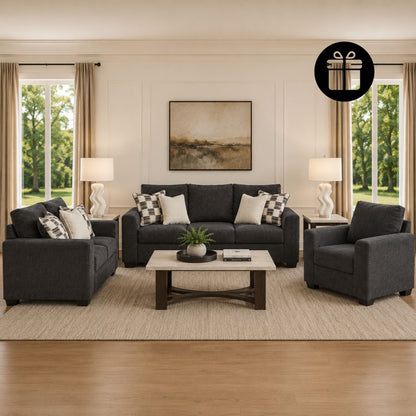 Loreo Sofa Set with 2 Free 28" LOVELL QUARTZ RESIN TABLE LAMP