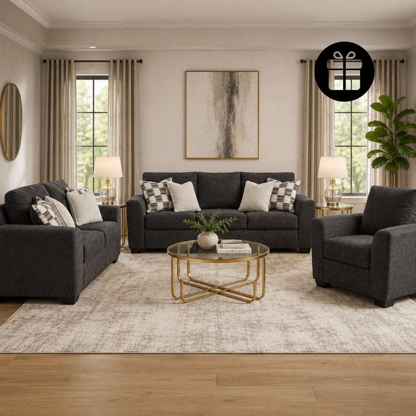 Loreo Sofa Set with 2 Free Milloton Table (Set of 3)