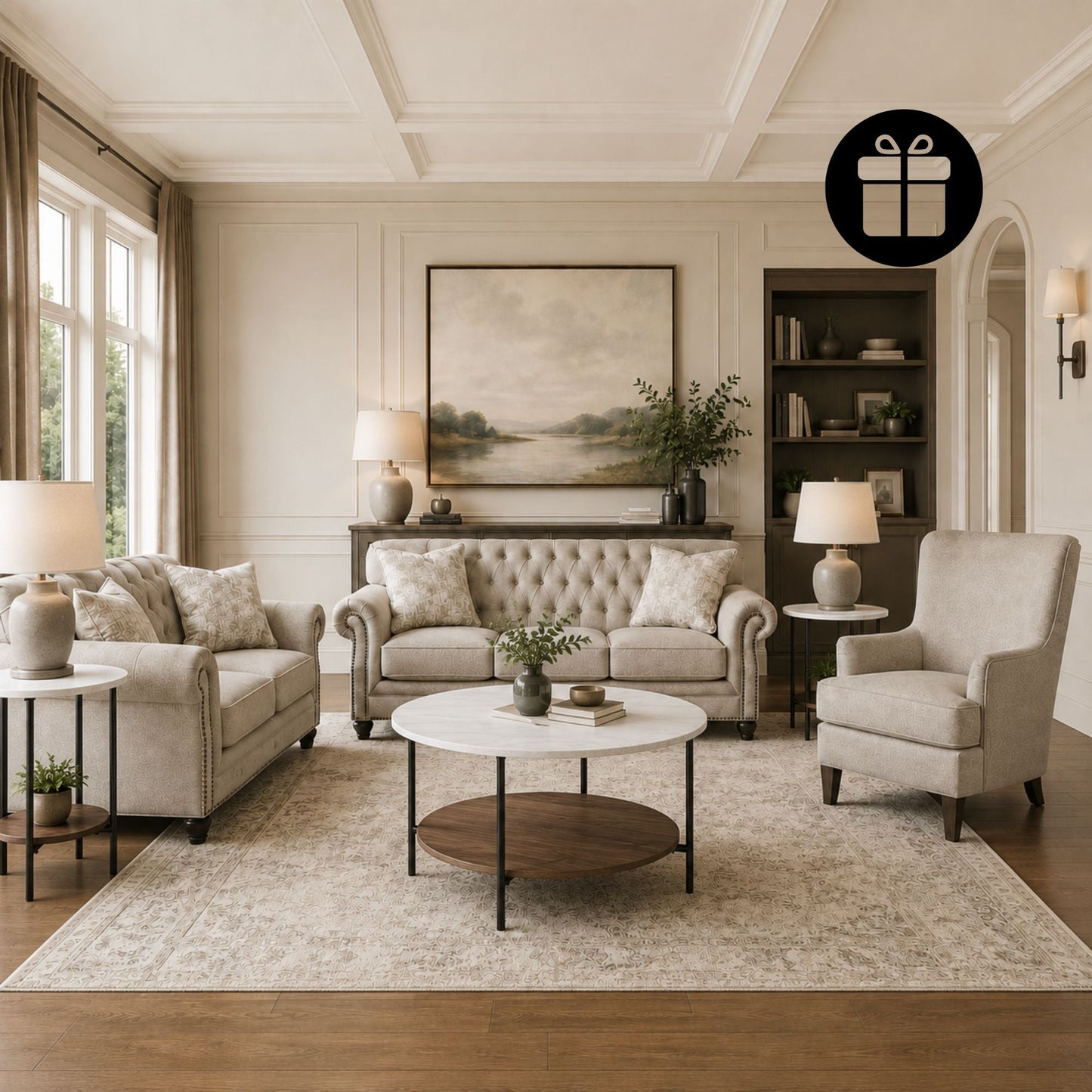 Katahdin Sofa Set with Free Wrenwich Occasional Table Set (3/CN)