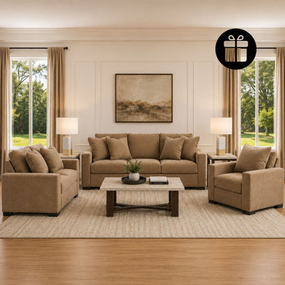 Calden Sofa Set with 2 Free Dual Table Lamp Silver